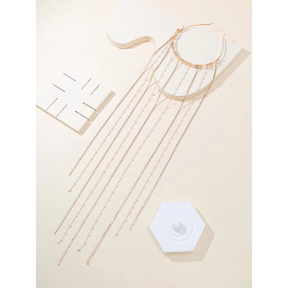 Faux Pearl & Chain Tassel Decor Headband - Picture 2 of 4
